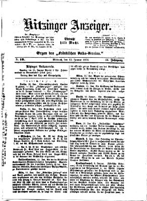 Kitzinger Anzeiger Mittwoch 12. Januar 1876