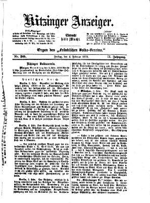 Kitzinger Anzeiger Freitag 4. Februar 1876