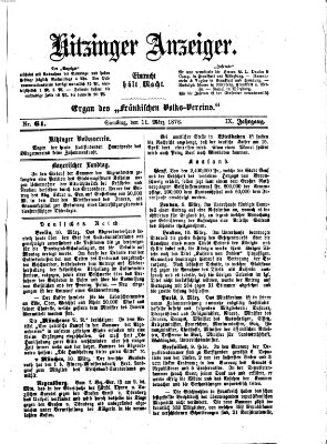Kitzinger Anzeiger Samstag 11. März 1876
