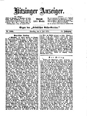 Kitzinger Anzeiger Dienstag 4. Juli 1876