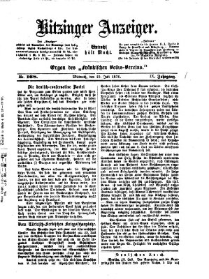 Kitzinger Anzeiger Mittwoch 19. Juli 1876