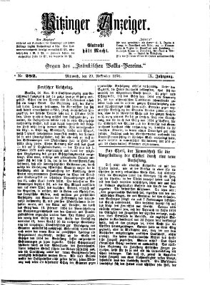 Kitzinger Anzeiger Mittwoch 29. November 1876
