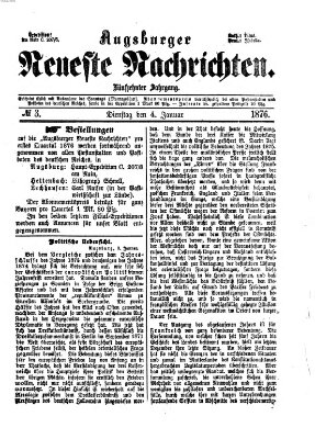 Augsburger neueste Nachrichten Dienstag 4. Januar 1876
