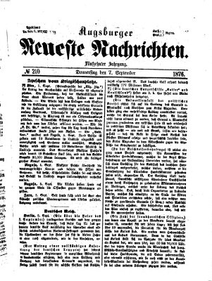 Augsburger neueste Nachrichten Donnerstag 7. September 1876