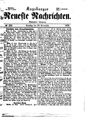 Augsburger neueste Nachrichten Samstag 30. September 1876