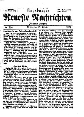 Augsburger neueste Nachrichten Dienstag 17. Oktober 1876