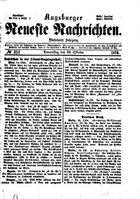 Augsburger neueste Nachrichten Donnerstag 26. Oktober 1876