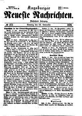 Augsburger neueste Nachrichten Sonntag 19. November 1876