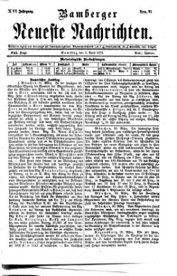 Bamberger neueste Nachrichten Samstag 1. April 1876