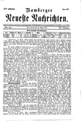 Bamberger neueste Nachrichten Mittwoch 12. April 1876