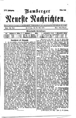 Bamberger neueste Nachrichten Freitag 26. Mai 1876