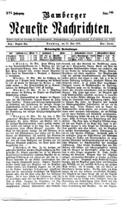 Bamberger neueste Nachrichten Samstag 27. Mai 1876