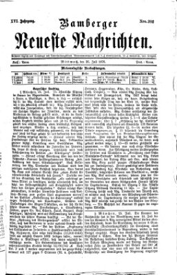 Bamberger neueste Nachrichten Mittwoch 26. Juli 1876