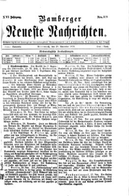 Bamberger neueste Nachrichten Mittwoch 29. November 1876