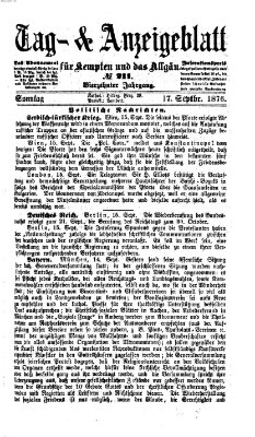 Tag- und Anzeigeblatt für Kempten und das Allgäu Sonntag 17. September 1876