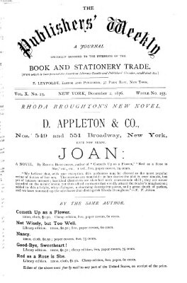 Publishers' weekly Samstag 2. Dezember 1876