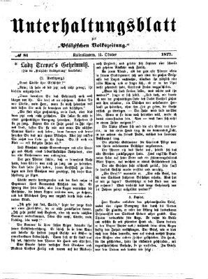 Unterhaltungsblatt zur Pfälzischen Volkszeitung (Pfälzische Volkszeitung) Mittwoch 10. Oktober 1877