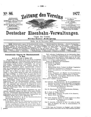 Zeitung des Vereins Deutscher Eisenbahnverwaltungen (Eisenbahn-Zeitung) Freitag 2. November 1877