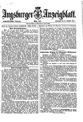 Augsburger Anzeigeblatt Mittwoch 31. Oktober 1877