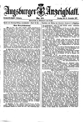 Augsburger Anzeigeblatt Dienstag 27. November 1877
