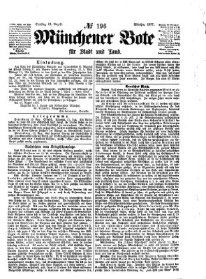 Münchener Bote für Stadt und Land Dienstag 21. August 1877
