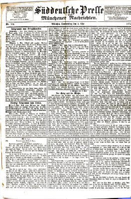 Süddeutsche Presse und Münchener Nachrichten (Süddeutsche Presse) Donnerstag 3. Mai 1877