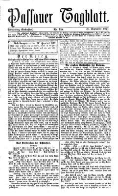 Passauer Tagblatt Donnerstag 20. September 1877