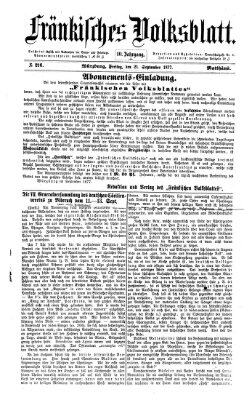 Fränkisches Volksblatt Freitag 21. September 1877