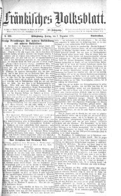 Fränkisches Volksblatt Freitag 7. Dezember 1877
