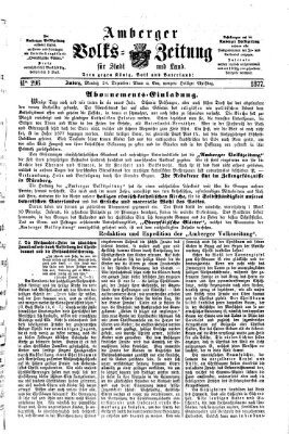 Amberger Volks-Zeitung für Stadt und Land Montag 24. Dezember 1877