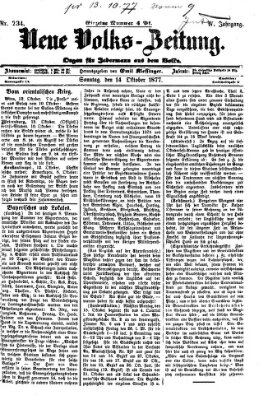 Neue Volks-Zeitung Sonntag 14. Oktober 1877