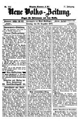 Neue Volks-Zeitung Sonntag 23. Dezember 1877