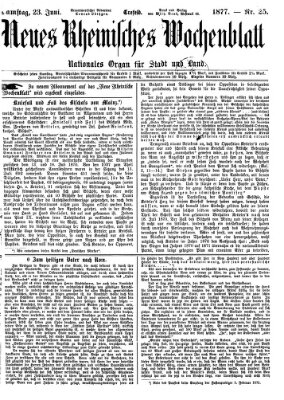 Neues rheinisches Wochenblatt Samstag 23. Juni 1877