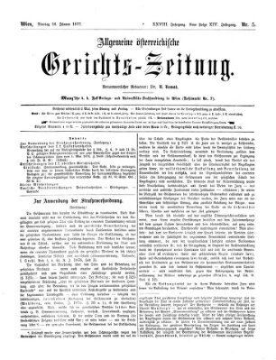 Allgemeine österreichische Gerichts-Zeitung Dienstag 16. Januar 1877