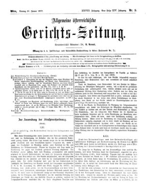 Allgemeine österreichische Gerichts-Zeitung Dienstag 30. Januar 1877