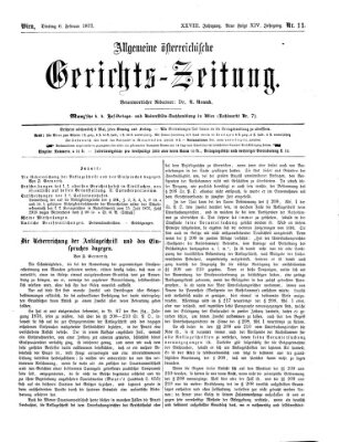 Allgemeine österreichische Gerichts-Zeitung Dienstag 6. Februar 1877