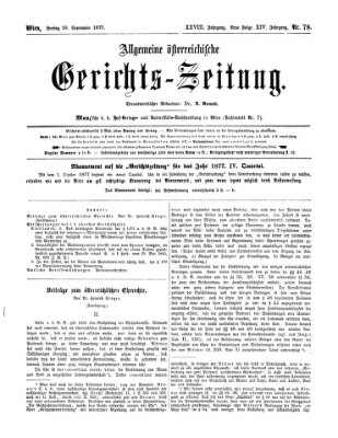 Allgemeine österreichische Gerichts-Zeitung Freitag 28. September 1877