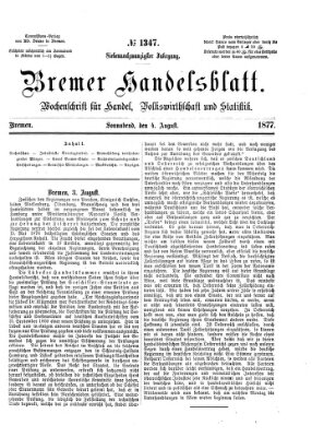 Bremer Handelsblatt Samstag 4. August 1877