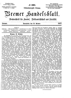 Bremer Handelsblatt Samstag 20. Oktober 1877