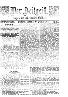 Der Zeitgeist Samstag 27. Januar 1877