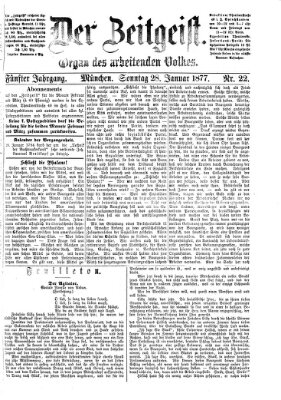 Der Zeitgeist Sonntag 28. Januar 1877