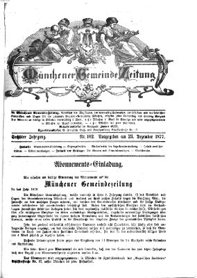 Münchener Gemeinde-Zeitung Sonntag 23. Dezember 1877