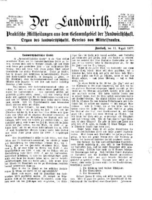 Der Landwirt (Ansbacher Morgenblatt) Samstag 11. August 1877