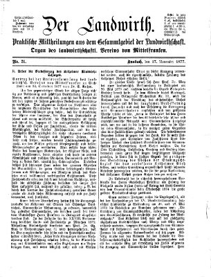 Der Landwirt (Ansbacher Morgenblatt) Samstag 17. November 1877