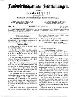 Landwirthschaftliche Mittheilungen Sonntag 28. Januar 1877