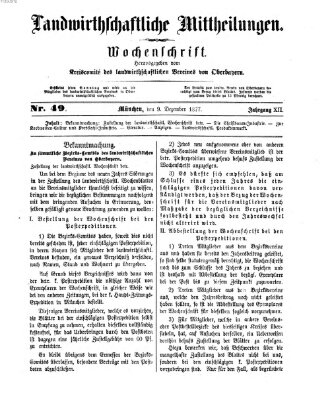 Landwirthschaftliche Mittheilungen Sonntag 9. Dezember 1877