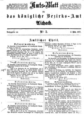 Amtsblatt für das Bezirksamt und Amtsgericht Aichach Sonntag 4. Februar 1877