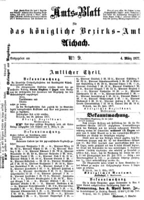 Amtsblatt für das Bezirksamt und Amtsgericht Aichach Sonntag 4. März 1877