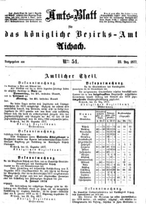 Amtsblatt für das Bezirksamt und Amtsgericht Aichach Sonntag 23. Dezember 1877