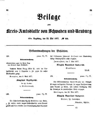 Königlich Bayerisches Kreis-Amtsblatt von Schwaben und Neuburg Mittwoch 23. Mai 1877
